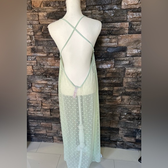 Floral Embroidered Sheer Babydoll Lingerie - Green - Picture 8 of 13